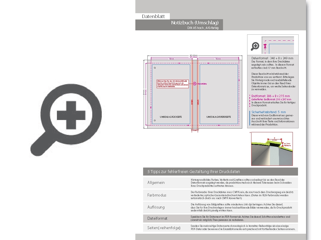 Product Bild notizbuch_din_a5_hoch__umschlag__hardcover_4_0-farbig__inhalt__64_karierte_inhaltsseiten_inkl__abrissperforation_(1_cm_vom_bund)