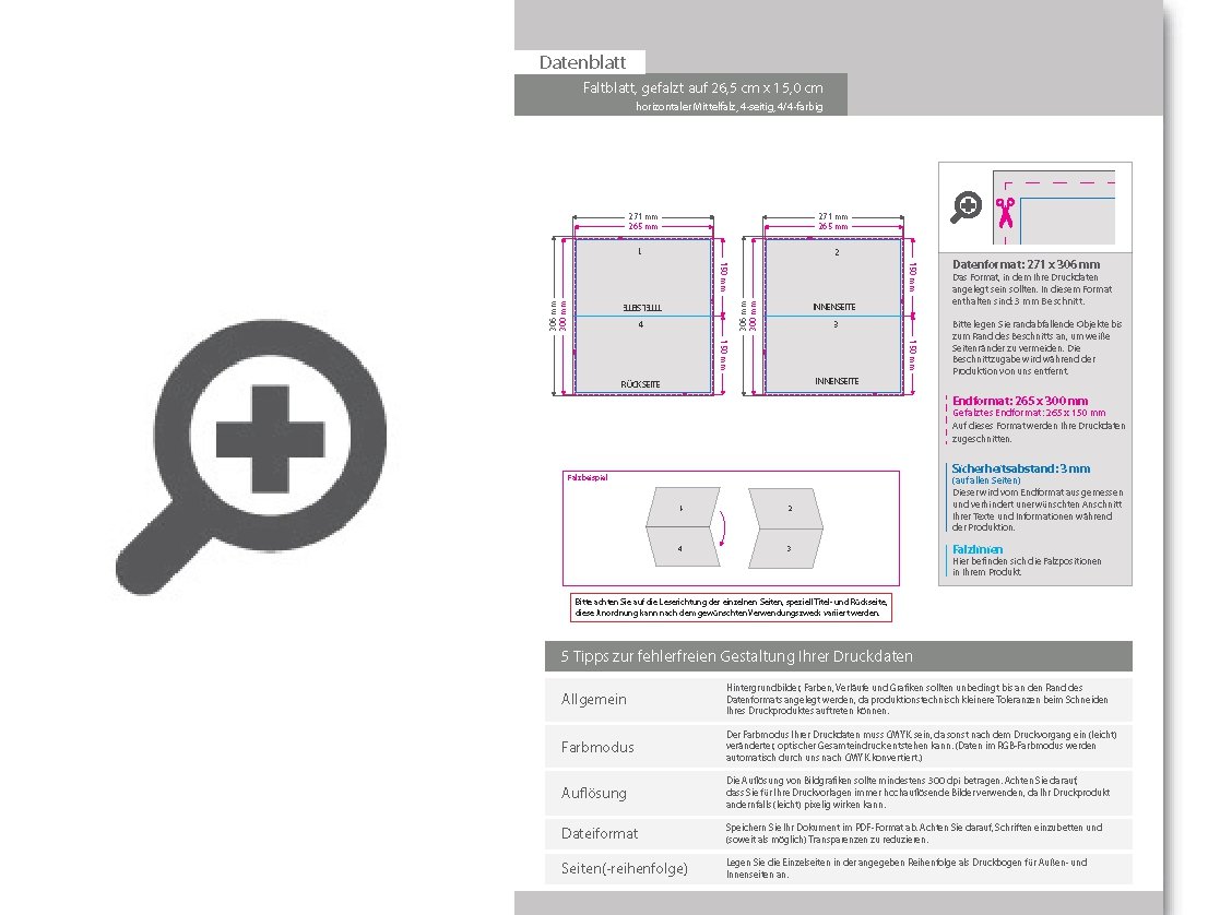 Product Bild faltblatt__gefalzt_auf_26_5_cm_x_15_0_cm__horizontaler_mittelfalz__4-seitig